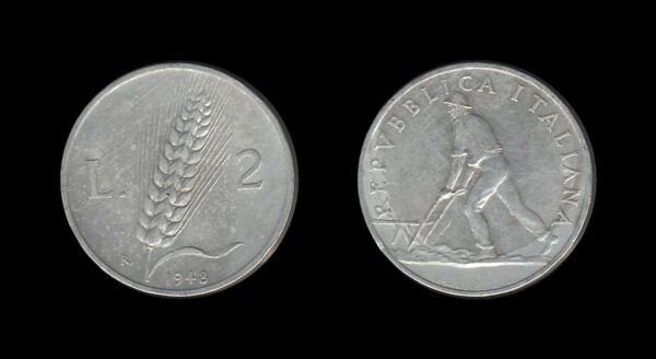 Italy Italija 2 Lire 1948