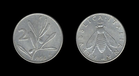 Italy Italija 2 Lire 1956