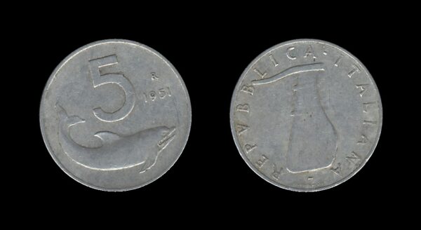 Italy Italija 5 Lire 1951