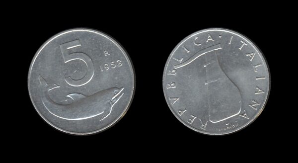 Italy Italija 5 Lire 1953