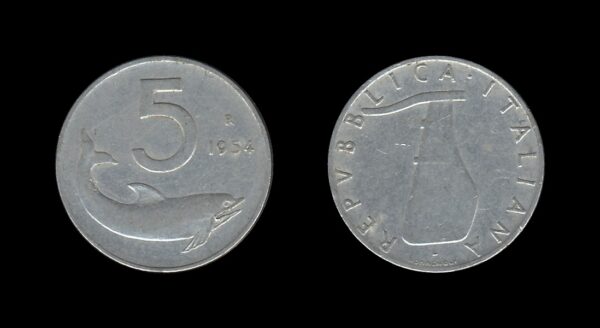 Italy Italija 5 Lire 1954