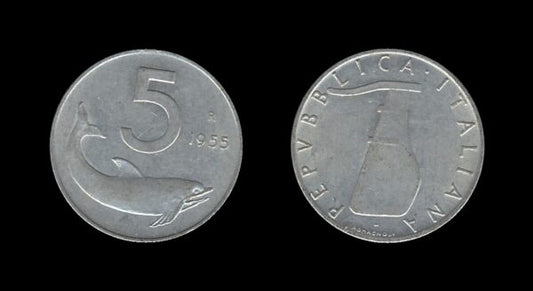 Italy Italija 5 Lire 1955