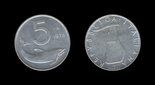 Italy Italija 5 Lire 1976