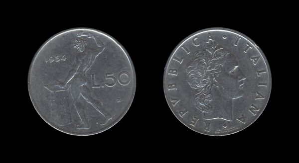 Italy Italija 50 Lire 1954