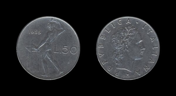 Italy Italija 50 Lire 1955