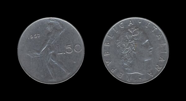 Italy Italija 50 Lire 1957