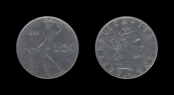 Italy Italija 50 Lire 1962