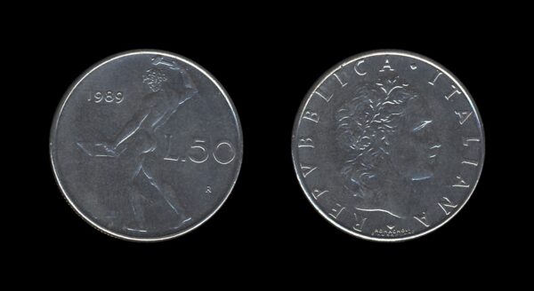 Italy Italija 50 Lire 1989