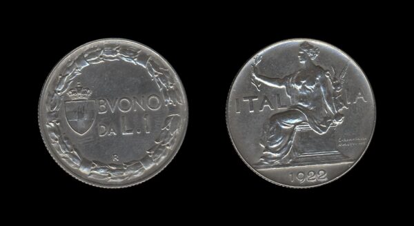 Italy Italija 1 Lira 1922 – Victor Emmanuel III