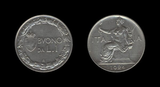 Italy Italija 1 Lira 1924 – Victor Emmanuel III