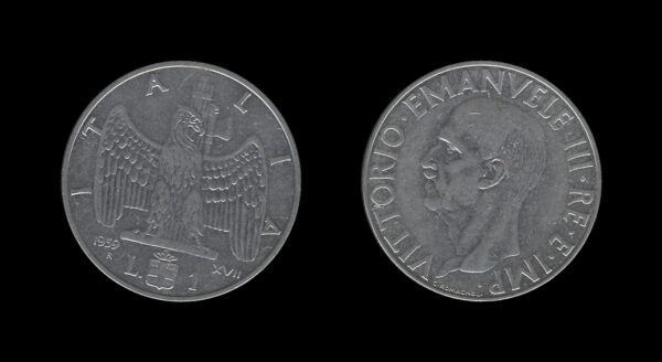 Italy Italija 1 Lira 1939 – Victor Emmanuel III (XVIII)