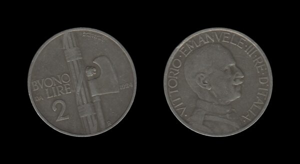 Italy Italija 2 Lire 1924 – Victor Emmanuel III