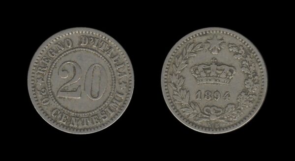 Italy Italija 20 Centesimi 1894 – Umberto I