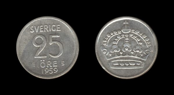 Sweden Švedska 25 Ore 1959 – Gustaf VI Adolf