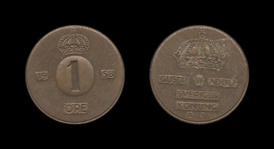 Sweden Švedska 1 Ore 1958 – Gustaf VI Adolf