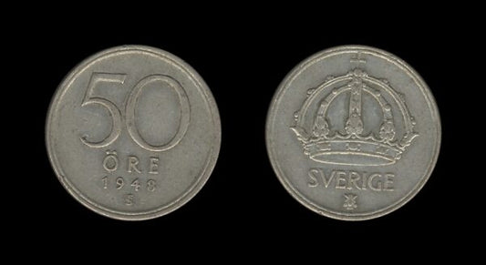 Sweden Švedska 50 Ore 1948 – Gustaf V