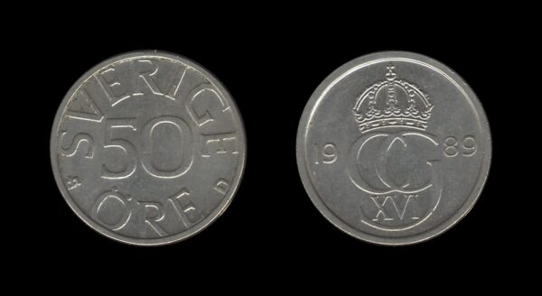 Sweden Švedska 50 Ore 1989 – Carl XVI Gustaf