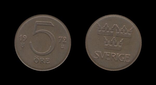 Sweden Švedska 5 Ore 1972 – Gustaf VI Adolf