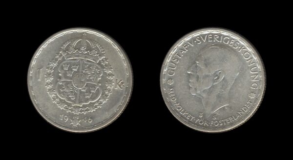 Sweden Švedska 1 Krona 1946 – Gustaf V