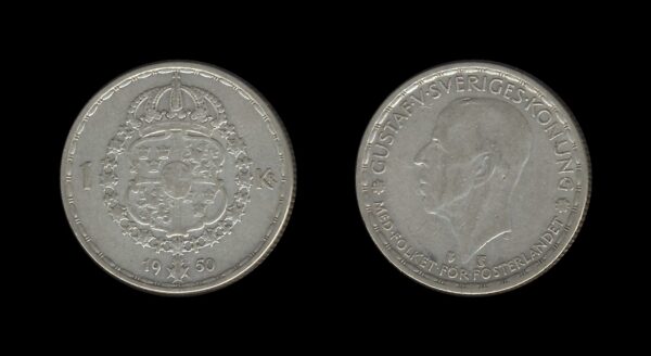 Sweden Švedska 1 Krona 1950 – Gustaf V