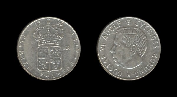 Sweden Švedska 1 Krona 1956 – Gustaf VI Adolf