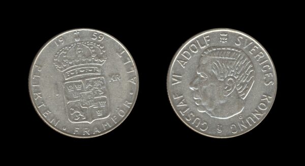 Sweden Švedska 1 Krona 1959 – Gustaf VI Adolf