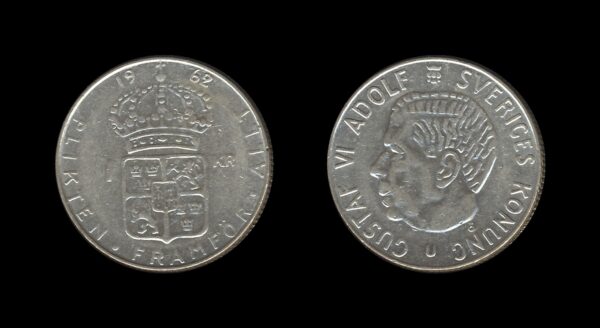 Sweden Švedska 1 Krona 1962 – Gustaf VI Adolf