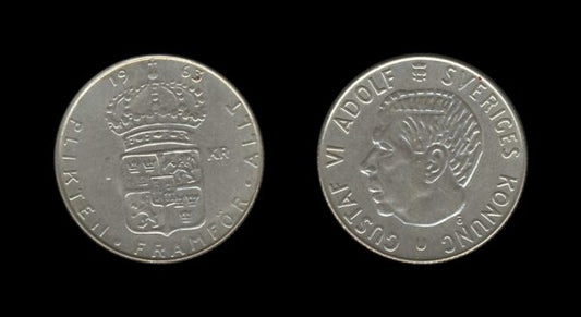 Sweden Švedska 1 Krona 1963 – Gustaf VI Adolf