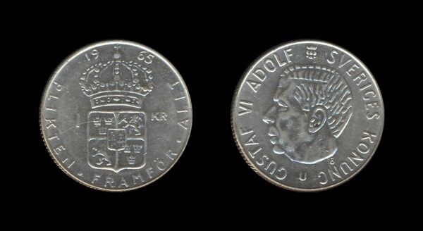 Sweden Švedska 1 Krona 1965 – Gustaf VI Adolf