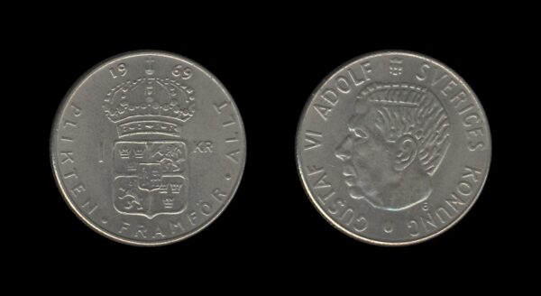 Sweden Švedska 1 Krona 1969 – Gustaf VI Adolf