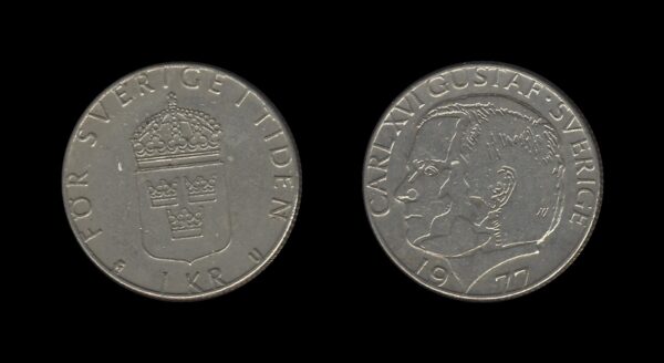 Sweden Švedska 1 Krona 1977 – Carl XVI Gustaf