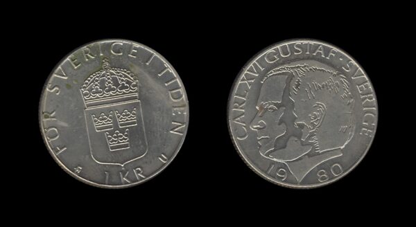 Sweden Švedska 1 Krona 1980 – Carl XVI Gustaf