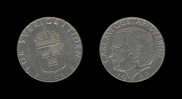 Sweden Švedska 1 Krona 1982 – Carl XVI Gustaf