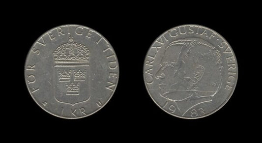 Sweden Švedska 1 Krona 1983 – Carl XVI Gustaf