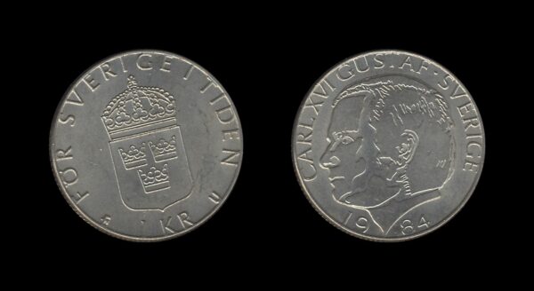 Sweden Švedska 1 Krona 1984 – Carl XVI Gustaf