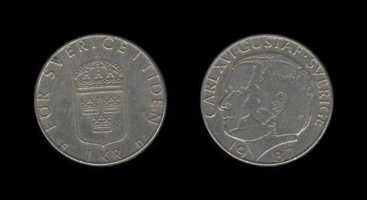 Sweden Švedska 1 Krona 1987 – Carl XVI Gustaf