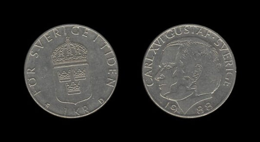 Sweden Švedska 1 Krona 1988 – Carl XVI Gustaf