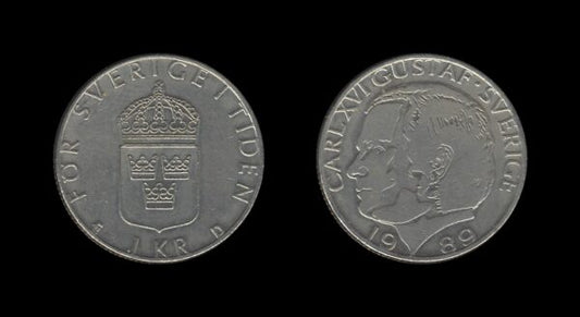 Sweden Švedska 1 Krona 1989 – Carl XVI Gustaf