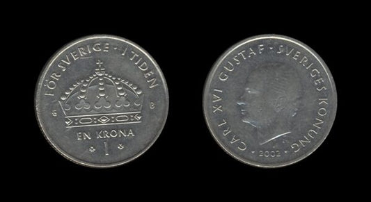 Sweden Švedska 1 Krona 2002 – Carl XVI Gustaf