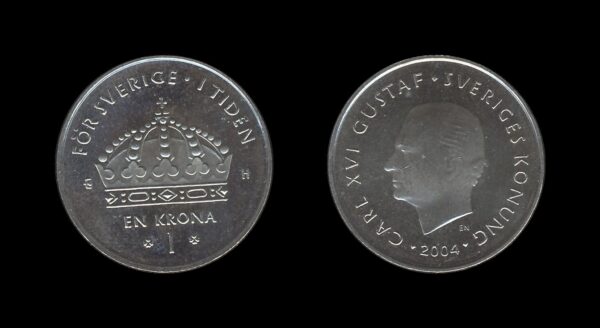 Sweden Švedska 1 Krona 2004 – Carl XVI Gustaf