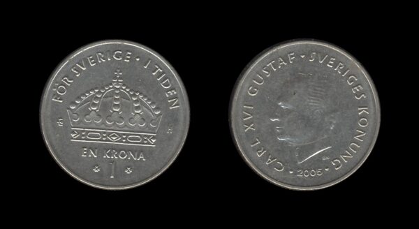 Sweden Švedska 1 Krona 2005 – Carl XVI Gustaf