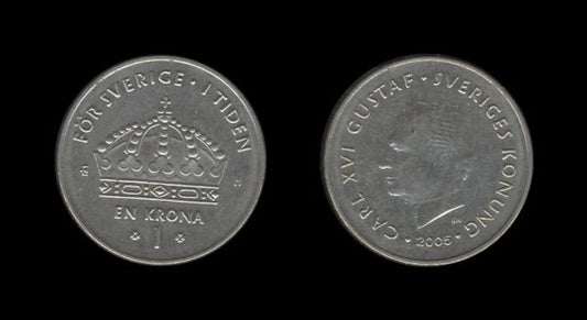 Sweden Švedska 1 Krona 2005 – Carl XVI Gustaf