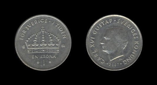 Sweden Švedska 1 Krona 2007 – Carl XVI Gustaf