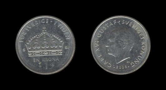 Sweden Švedska 1 Krona 2008 – Carl XVI Gustaf