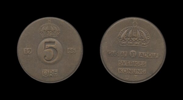 Sweden Švedska 5 Ore 1966 – Gustaf VI Adolf