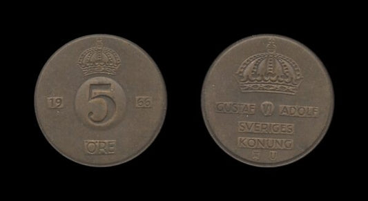 Sweden Švedska 5 Ore 1966 – Gustaf VI Adolf