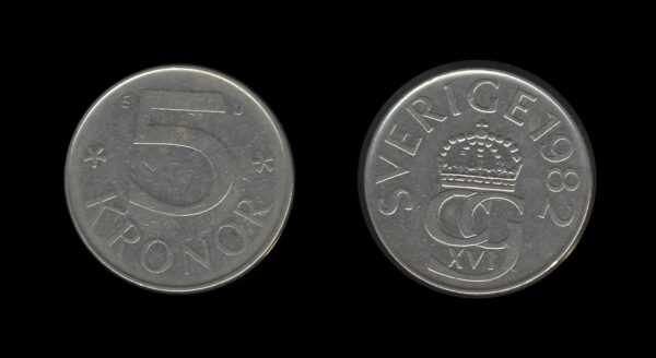 Sweden Švedska 5 Kronor 1982 – Carl XVI Gustaf