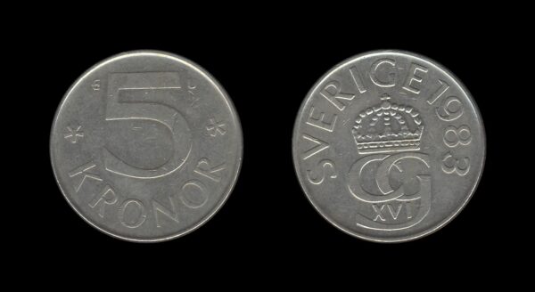 Sweden Švedska 5 Kronor 1983 – Carl XVI Gustaf