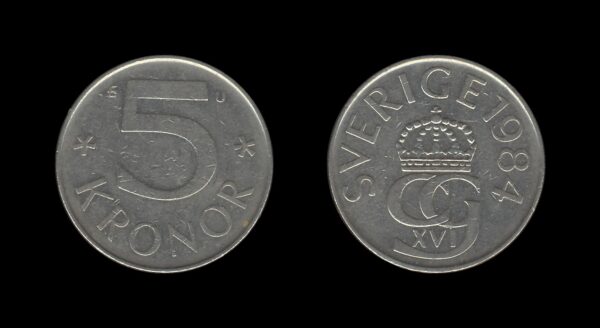 Sweden Švedska 5 Kronor 1984 – Carl XVI Gustaf