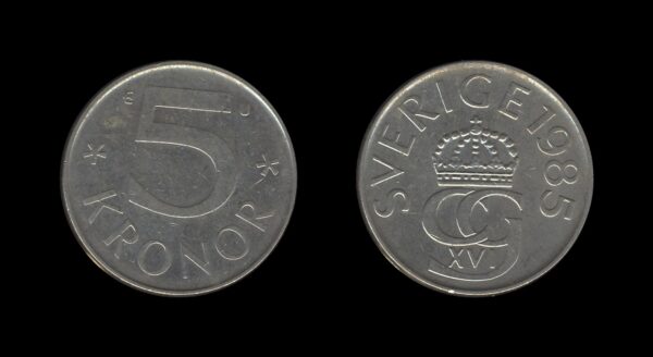 Sweden Švedska 5 Kronor 1985 – Carl XVI Gustaf